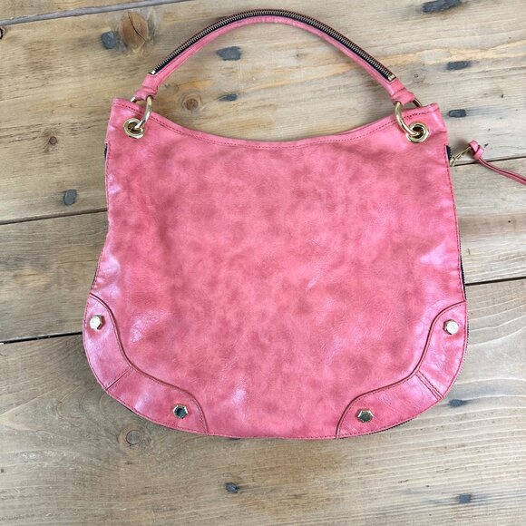 Gianni Bini Bag Pink with Gold Hexagon & Zipper‎ Accents Like NEW Expandable - Picture 4 of 12